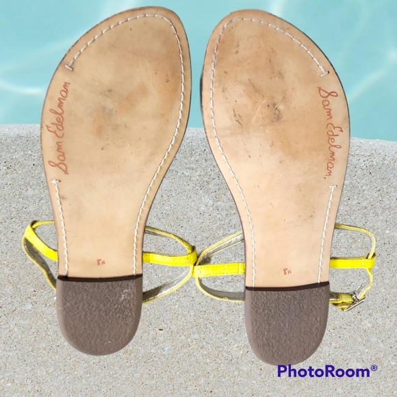 Sam Edelman Size 8.5 M Gigi T Bar Yellow Crocodile Leather Thong Sandals - Picture 11 of 12